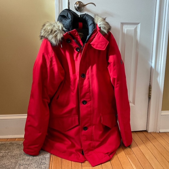 Ralph Lauren Polo Faux-Fur-Trim Down Hooded Coat-L - Picture 1 of 16